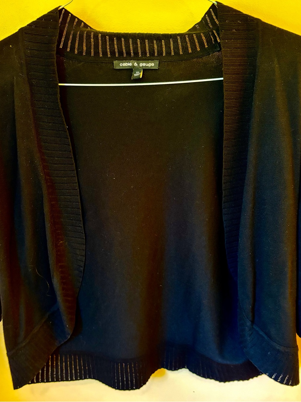 Cable & Gauge Black Open-Front Shrug Cardigan